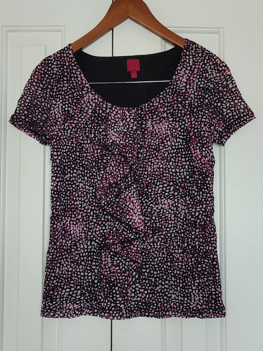 Abstract Print Blouse in Magenta, Black & White